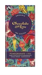 Organic/Fairtrade dark chocolate with pomegranate 70% 80g