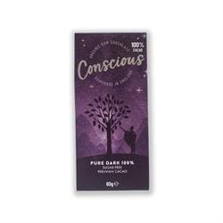 Pure Dark 100% Cacao Raw Vegan Organic Chocolate Bar 60g