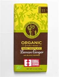 Organic Fair Trade Lemon Ginger & Pepper Chocolate (55%)