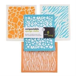 Compostable Sponge Cleaning Cloths - Animal Print 4 pack