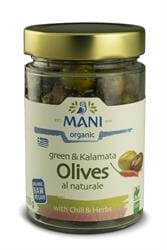 MANI Organic Mixed Olives with Chilli and Herbs 205g