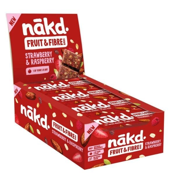 Nakd Fruit & Fibre Strawberry & Raspberry Bar 44g - Image 2