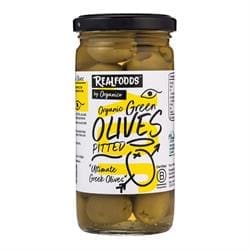 Organic Green Pitted Olives in Brine 230g