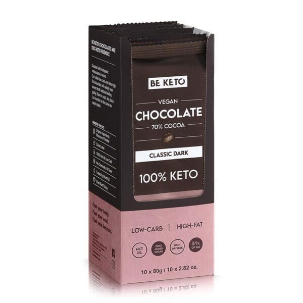 BeKeto - Vegan Keto Chocolate + MCT Classic Dark 80g - Image 2