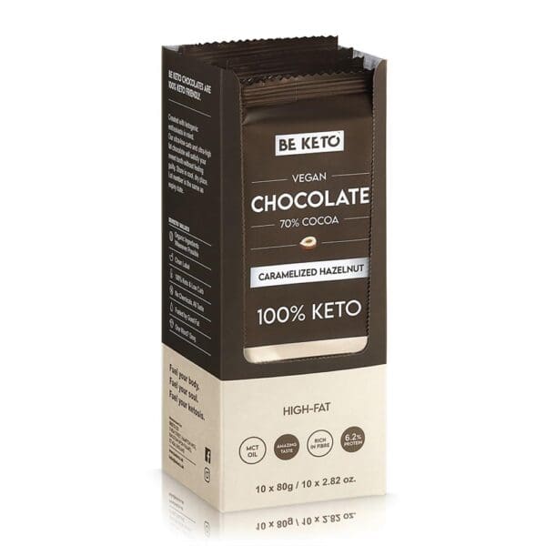 BeKeto - Vegan Keto Chocolate + MCT Caramelized Hazelnut 80g - Image 2