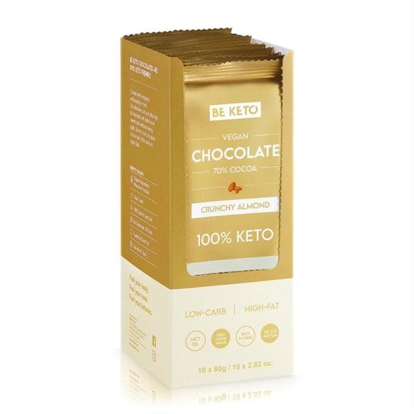 BeKeto - Vegan Keto Chocolate + MCT Crunchy Almond 80g - Image 2