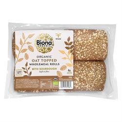 Organic Oat Topped Wholemeal Rolls (made with sourdough) 300g