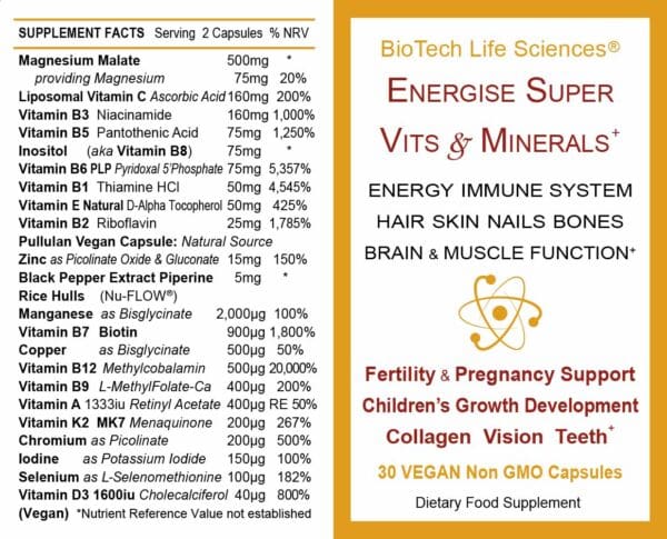 Energise Super Vitamins & Minerals - worlds strongest - Image 2