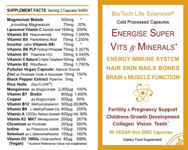 Energise Super Vitamins & Minerals - worlds strongest - Image 2