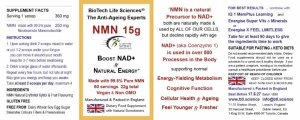 NMN 15 grams Anti-Ageing Boosts Energy & NAD+  Natural Citrus - Image 2