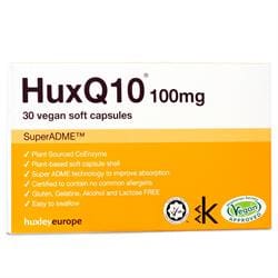 HuxQ10 100mg Co Enzyme Q10 Vegan Halal Kosher 30 soft capsules