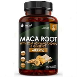 Maca Root + KSM-66 Ashwagandha and Ginseng 6000mg 180 Capsules