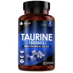 Taurine Capsules 1800mg + Vitamin B1 B12 & D3 120 Capsules