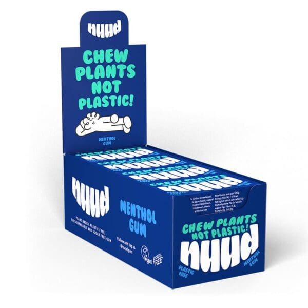 Nuud Menthol Plastic Free Sugar Free Chewing Gum 18g - Image 2