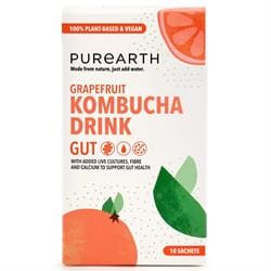 Purearth Gut Kombucha Drink Powder 10x5g sachets Vegan Low-Cal Sugar free