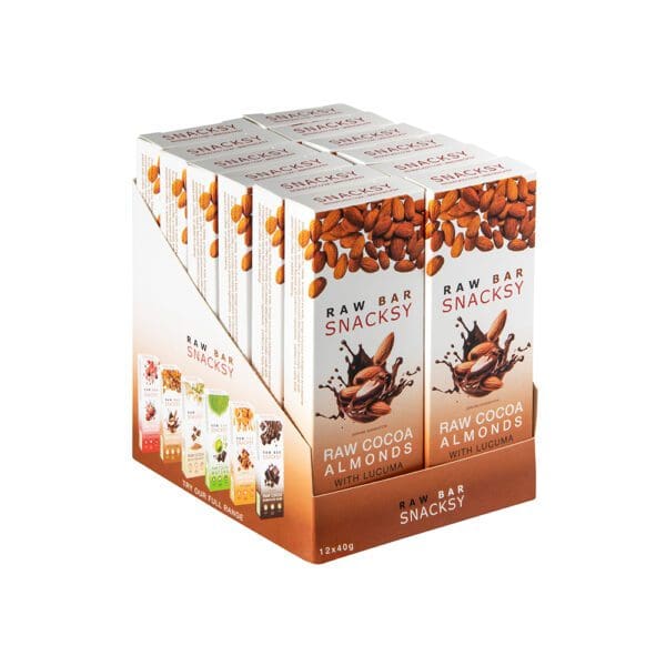 Snacksy Raw Chocolate Alternative Almonds with Lucuma Bar 40g - Image 2