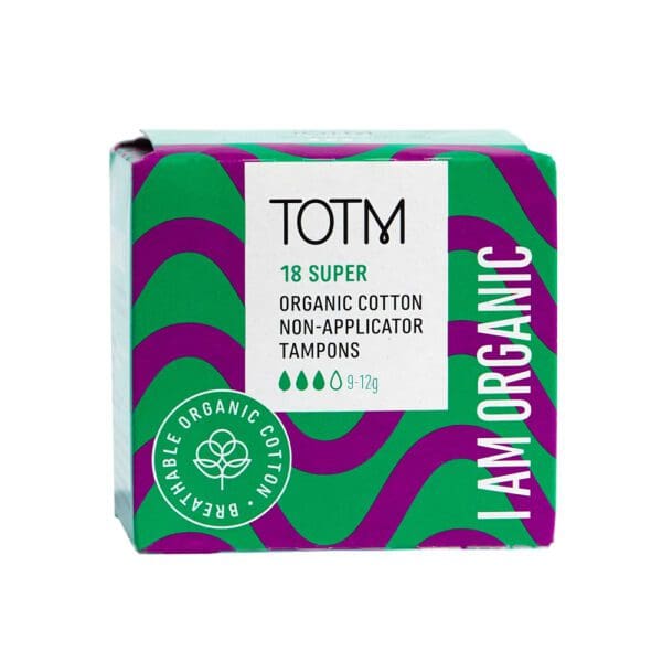 TOTM Organic Tampons - Non-App Super 18 Per Box Case of 24 - Image 2