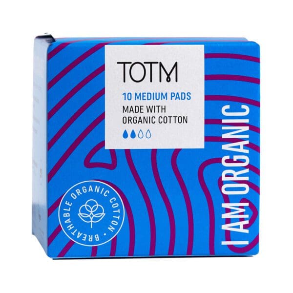 TOTM Organic Pads - Medium Flow With Wings 10 Per Box Case of 8 - Image 2