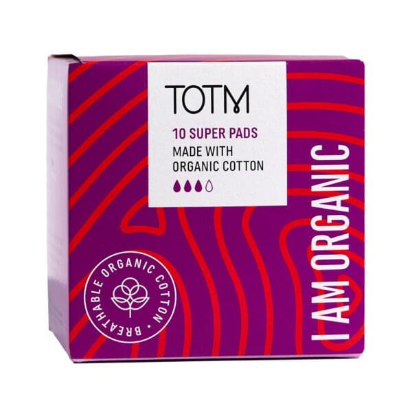 TOTM Organic Pads - Super Flow With Wings 10 Per Box Case of 8 - Image 2