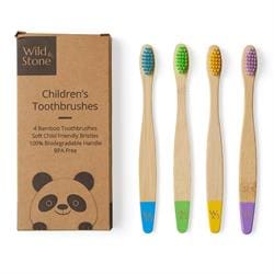 Children's Bamboo Toothbrush - 4 Pack - Multi-Colour