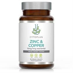 Zinc Copper 15 mg 1 mg 60 tablets