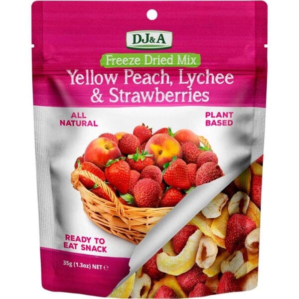 DJ&A Freeze Dried Yellow Peach Lychee & Strawberries 35g