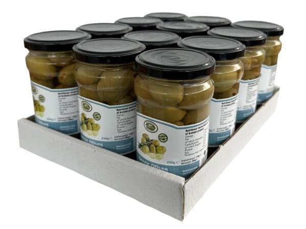 Korvel Greek Green Olives with Garlic Super Colossal 290g - Image 2