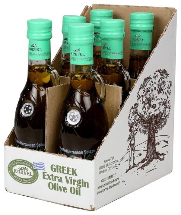 Korvel Greek Extra Virgin Olive Oil with Mediterranean Herbs Amphora 250ml - Image 2