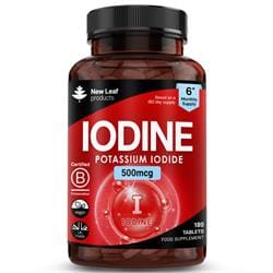 Iodine Tablets - 500ug Potassium Iodide 180 Vegan Tablet