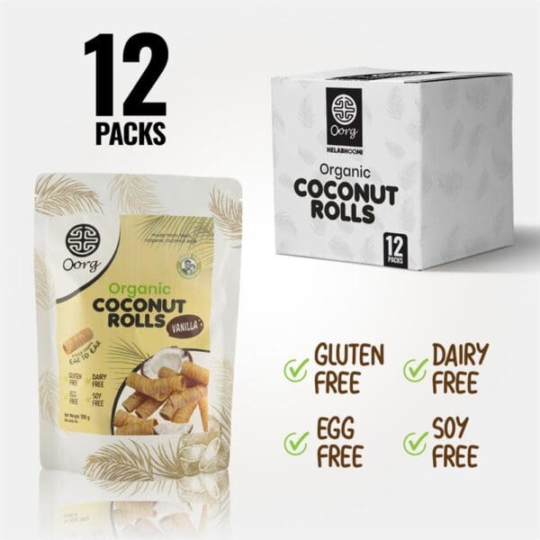 OORG Organic Coconut Rolls Vanilla 100g - Image 2