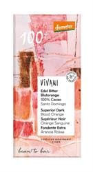 Vivani 100% Cocoa Chocolate w Blood Orange Vegan Organic 90g