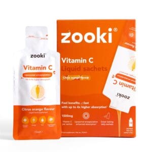 Zooki Vitamin C 1000mg Orange 14 Sachets Box Liposomal