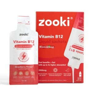 Zooki Vitamin B12 2500mcg Strawberry 14 Sachets Box Liposomal