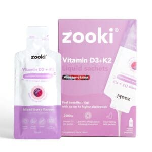 Zooki Vitamin D3 + K2 3000iu Berry 14 Sachets Box Liposomal