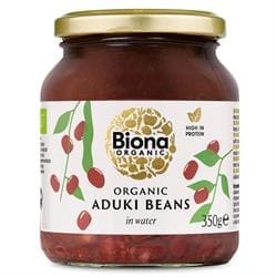 Biona Organic Aduki Beans - Glass Jar 350g - Pack of 2