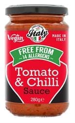 Free From & Vegan Tomato & Chilli Pasta Sauce 280g - Pack of 2
