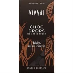 Dark Chocolate Drops 100% Cocoa Vegan Organic 100g