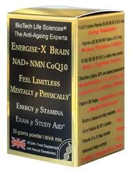 NMN NAD+ CoQ10 Energise-X Brain powder Vit A D3 E K2 B 2-12 30g