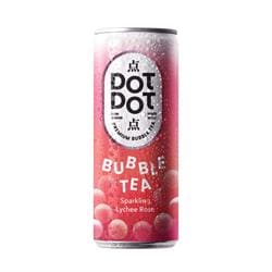 Dot Dot Bubble Tea - Sparkling Lychee Rose Can 250ml - Pack of 4