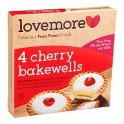 Lovemore 4 Wheat Gluten & Milk Free Cherry Bakewell Tarts 190g