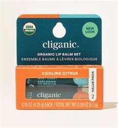 Cliganic Cooling Citrus Lip Balm 2 Pack