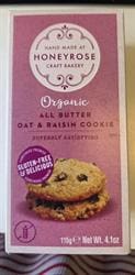 Honeyrose Bakery Organic Gluten Free All Butter Oat & Raisin Cookies 125g - Pack of 2